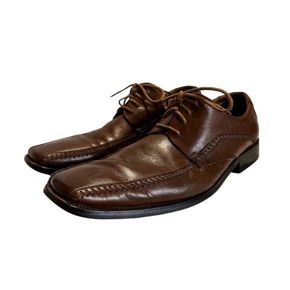 Stacy Adams Mens Brown Leather Oxford Dress Square Toe Shoe Size 9 M Prom Date - Picture 1 of 7